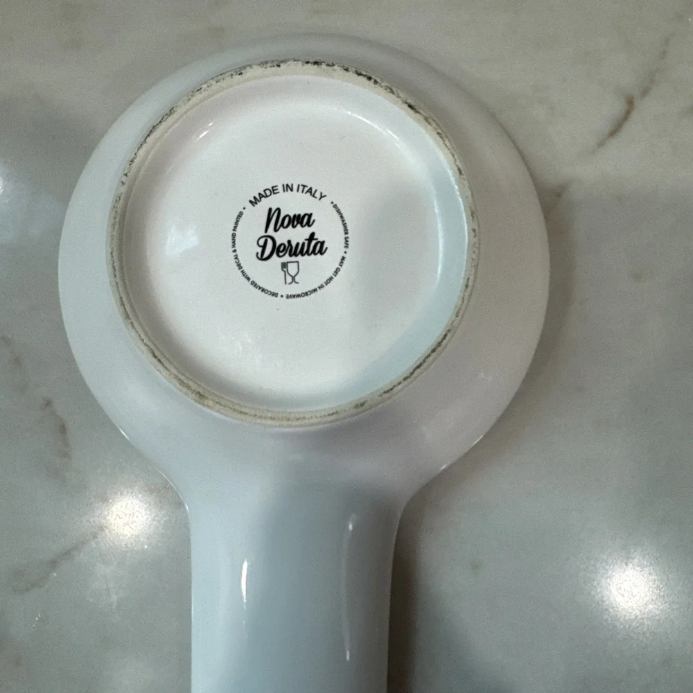 Nova Deruta Spoon Rest And Crock  Made In Italy Hand painted